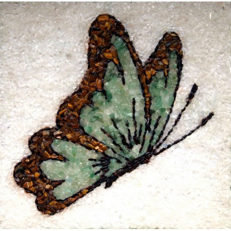 Green butterfly panel made of semiprecious stones